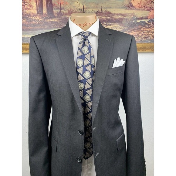 42L Joseph‎ Abboud Tollegro 1900 Sharkskin Blazer - Picture 7 of 12